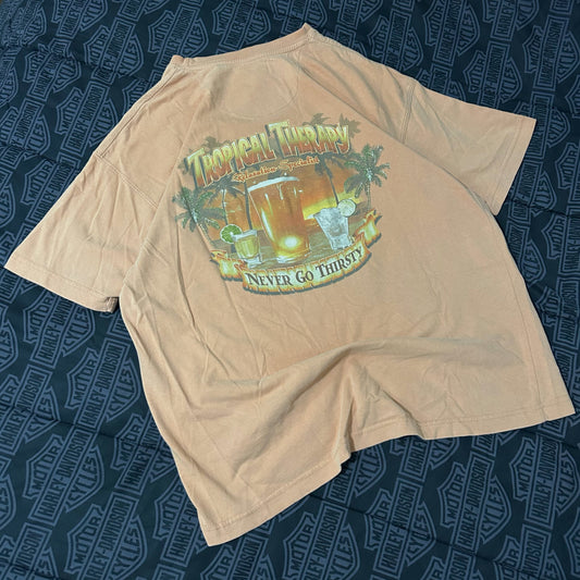 (M) Newport Blue Tropical Therapy Kickback Never Go Thirsty Graphic T-Shirt