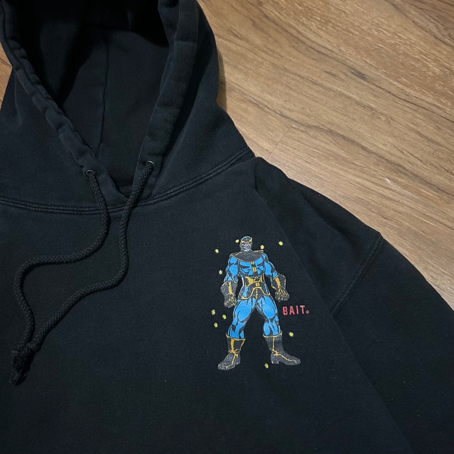(L) Marvel X Bait Thanos Comic Graphic Black Pullover Hoodie