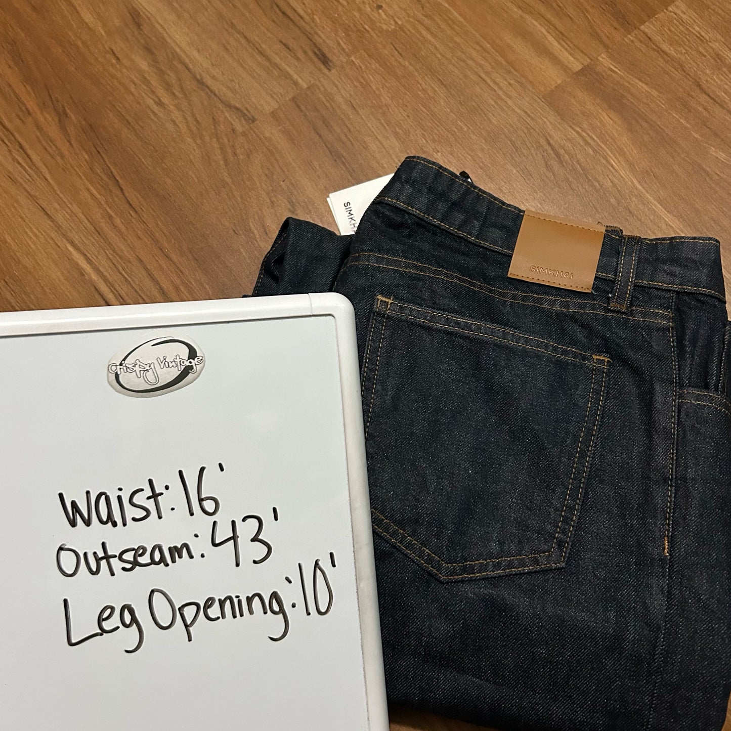 (28) Johnathan Simkai Coated Indigo Denim Baggy Wide Leg Jeans