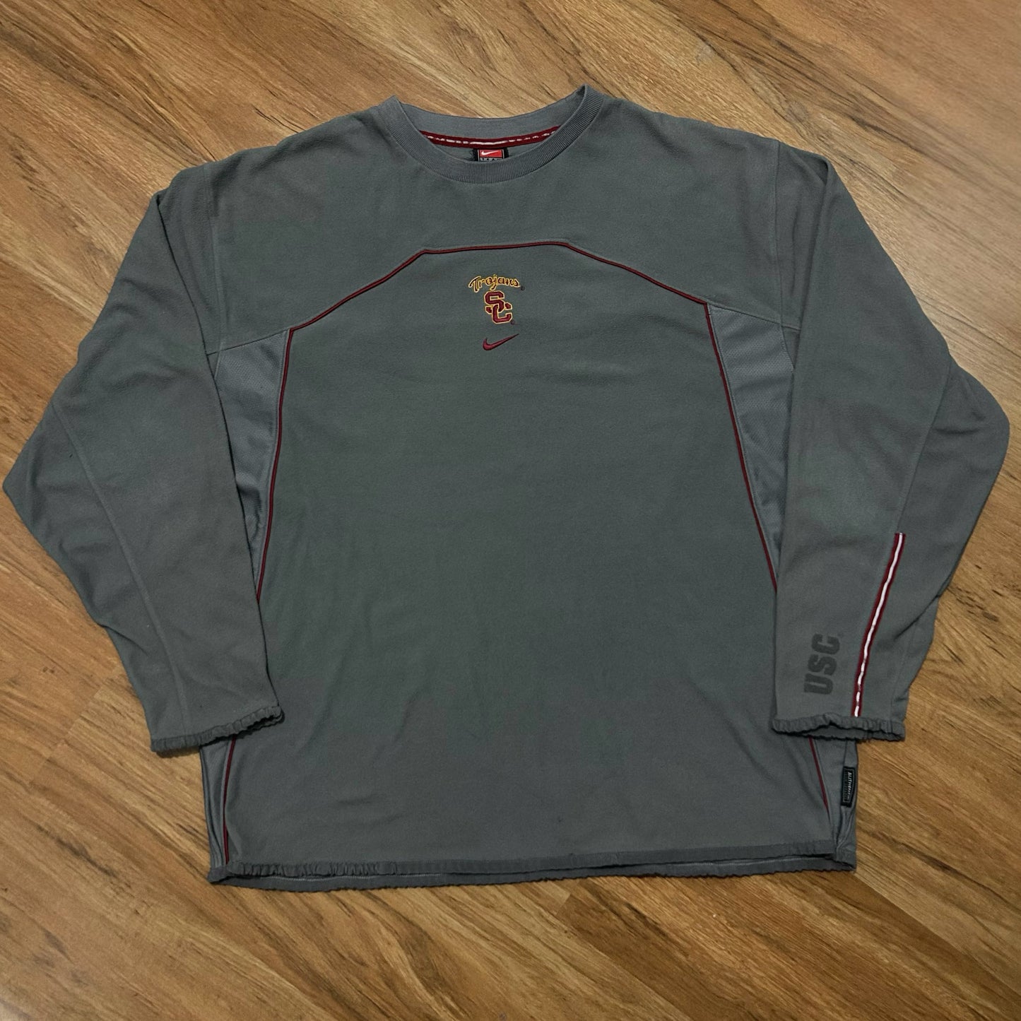 (XL) Vintage Y2K Nike USC Trojans Center Swoosh Fleece Longsleeve Pullover