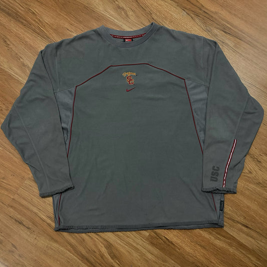 (XL) Vintage Y2K Nike USC Trojans Center Swoosh Fleece Longsleeve Pullover
