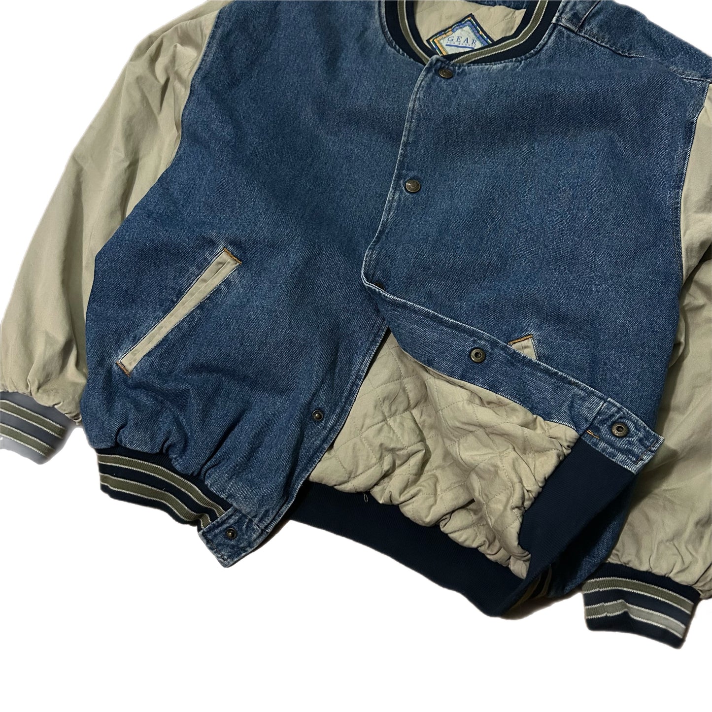 (XL) Vintage 90s Gear For Sports Denim Bomber Varisty Jacket 'Fridays'