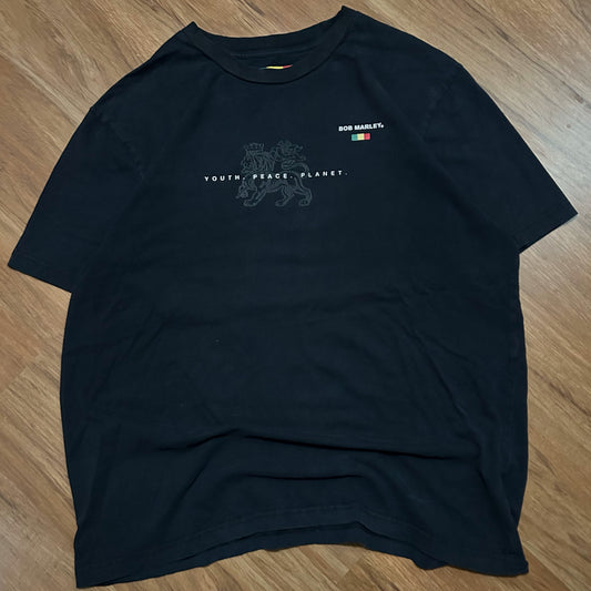 (XL) Bob Marley Exodus Youth Peace Planet Black Graphic T-Shirt