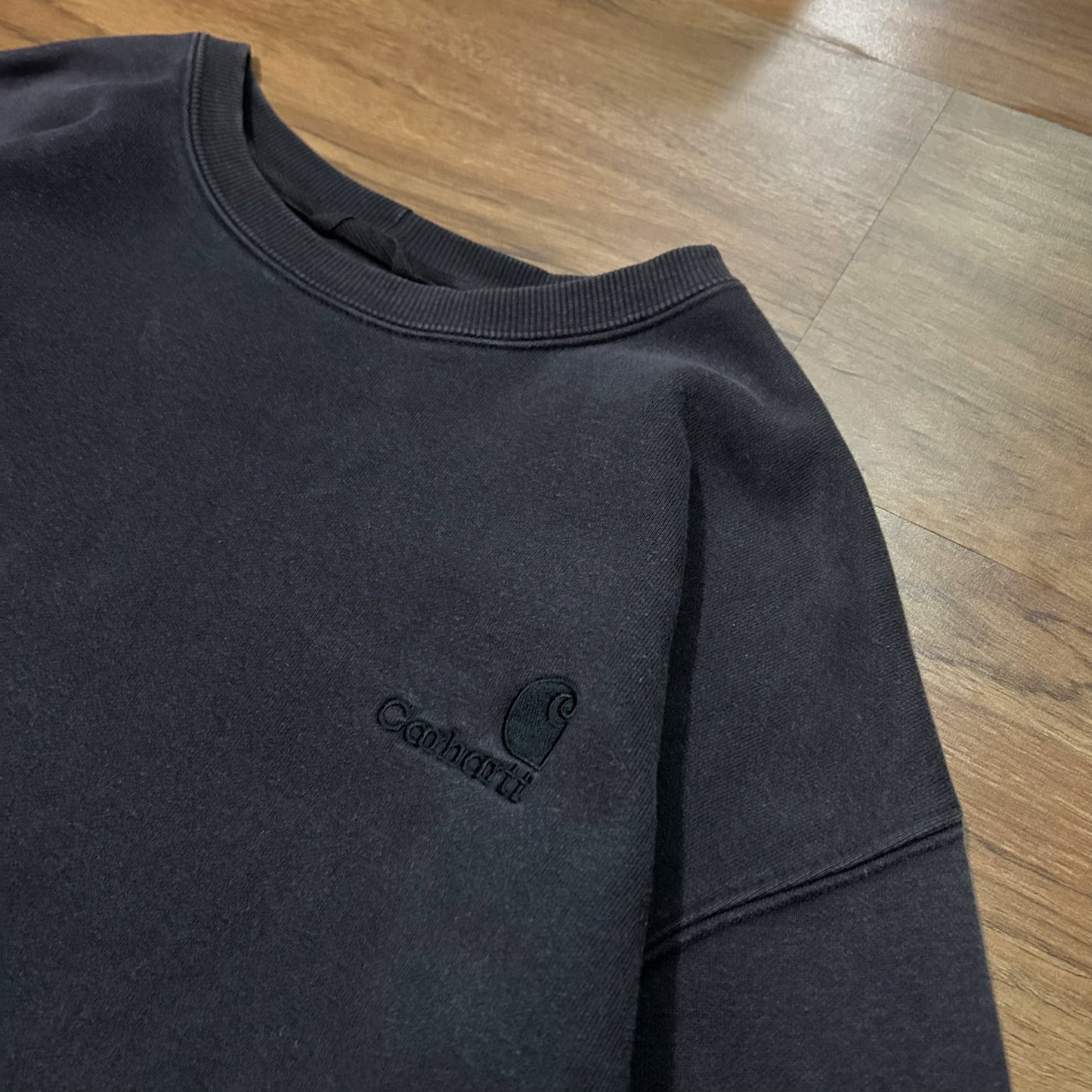 (XL) Vintage Carhartt Embroidered Logo Black Pullover Crewneck
