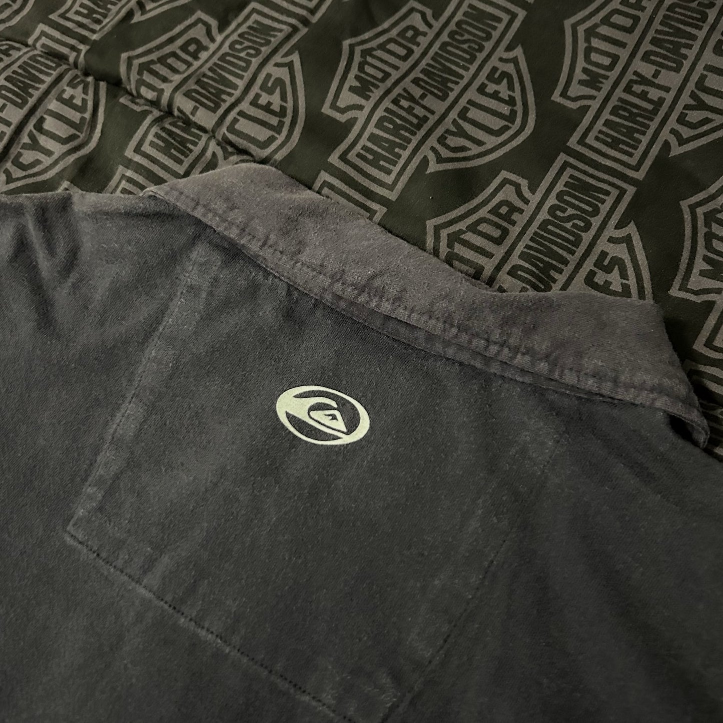 (L) Vintage Quicksilver Faded Navy Short Sleeve Polo Shirt