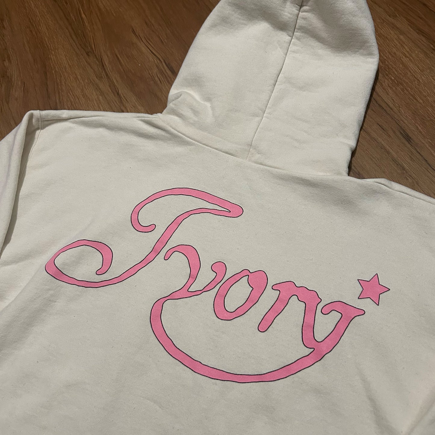 (M) Omar Apollo Ivory Album Cream Pink Pullover Hoodie