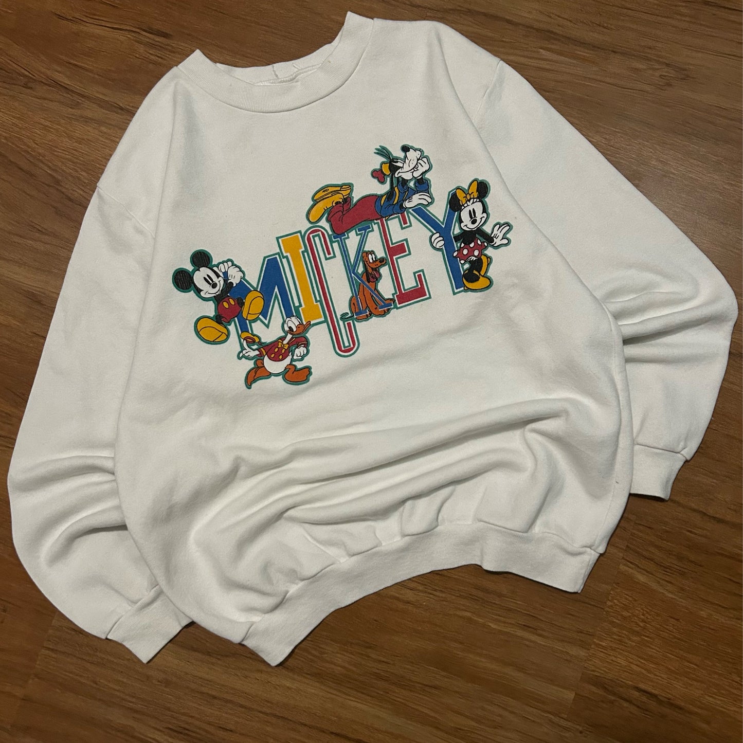 (S) Vintage 90s Mickey & Friends White Pullover Crewneck