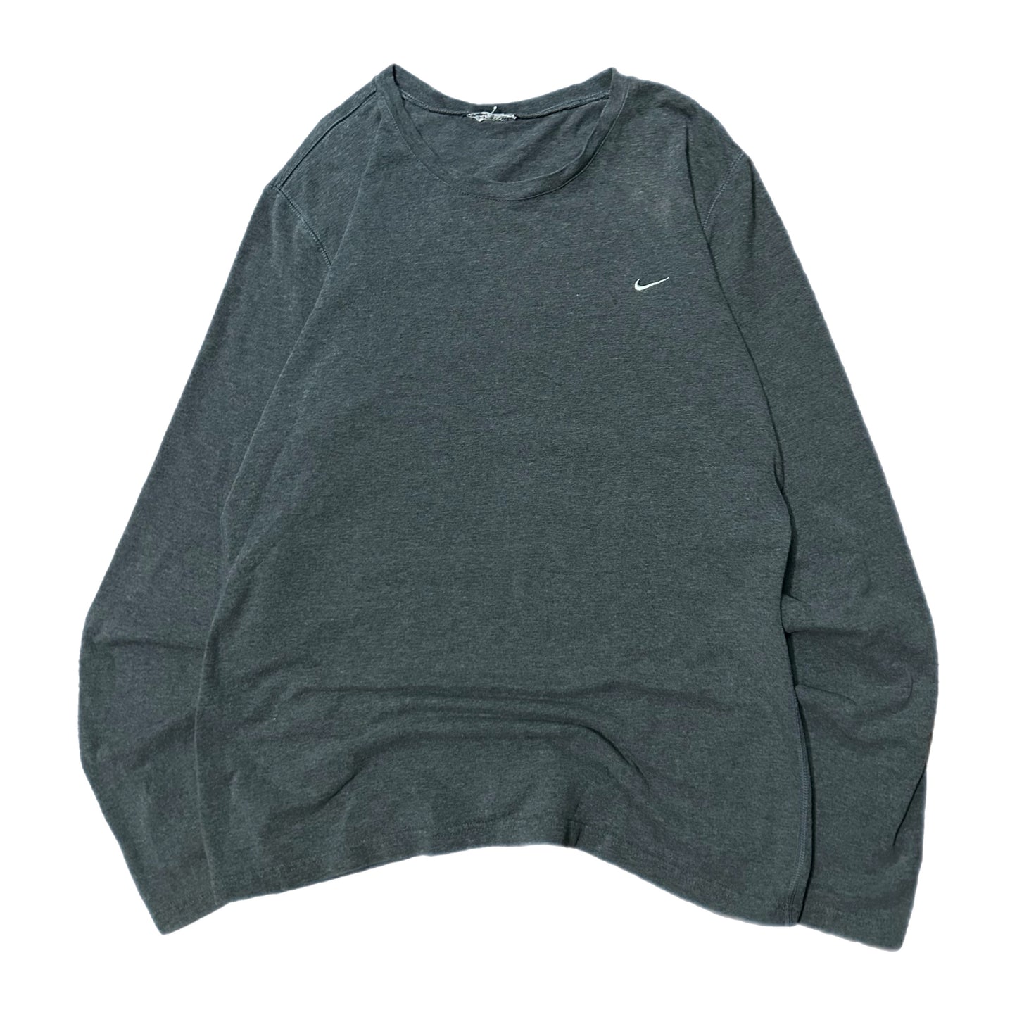 (Women L) Y2K Nike Mini Logo Grey Longsleeve T-Shirt