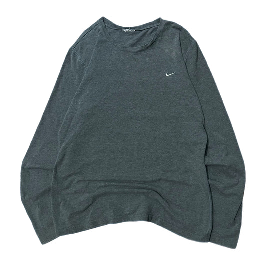 (Women L) Y2K Nike Mini Logo Grey Longsleeve T-Shirt