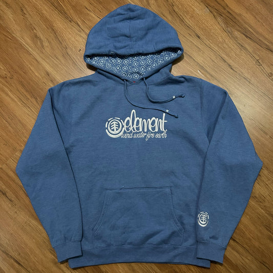 (XL) Vintage Y2K Element Embroidered Blue Pullover Hoodie