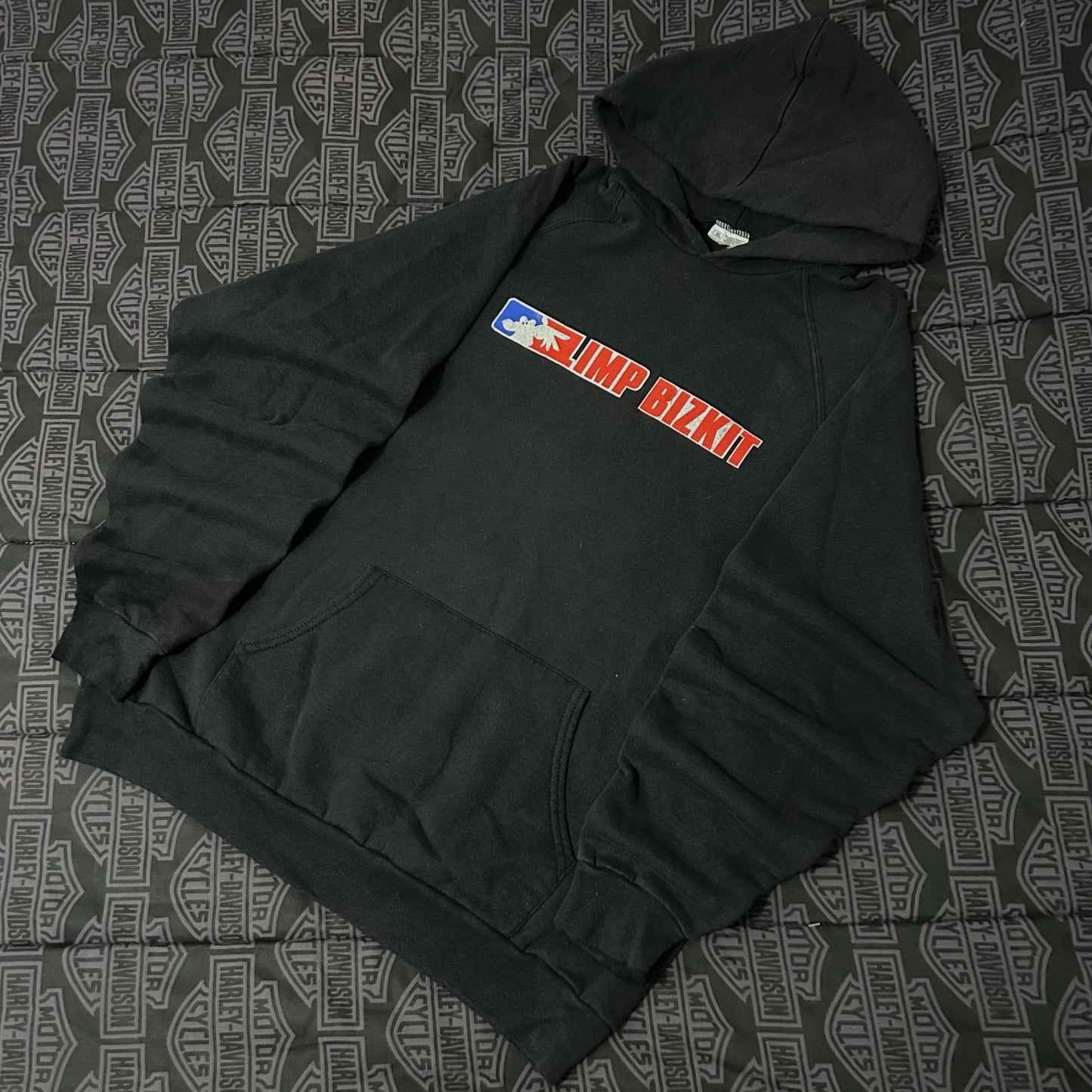 (XL) Vintage 1999 Limp Bizkit Red Cap Black Pullover Hoodie