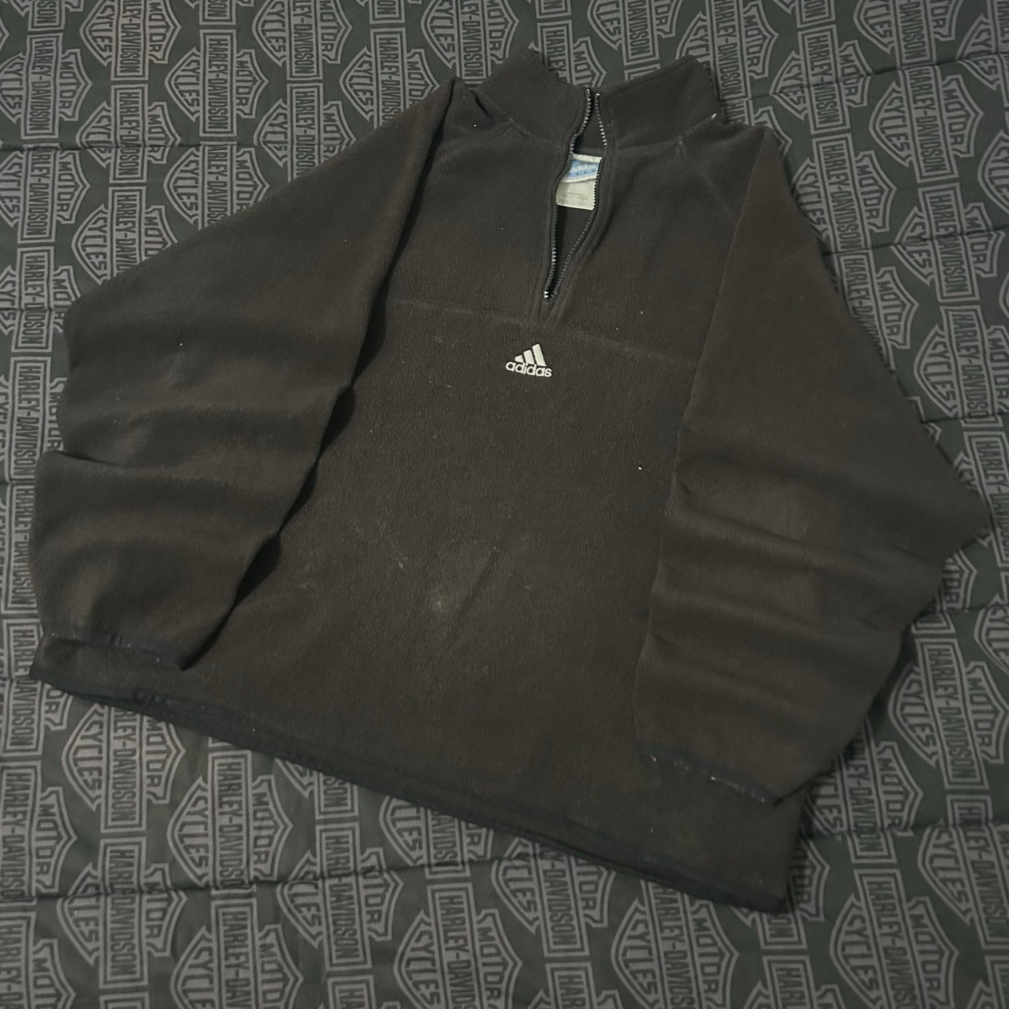 (M) Vintage Y2K Adidas Center Logo Quarter-Zip Fleece Fullover