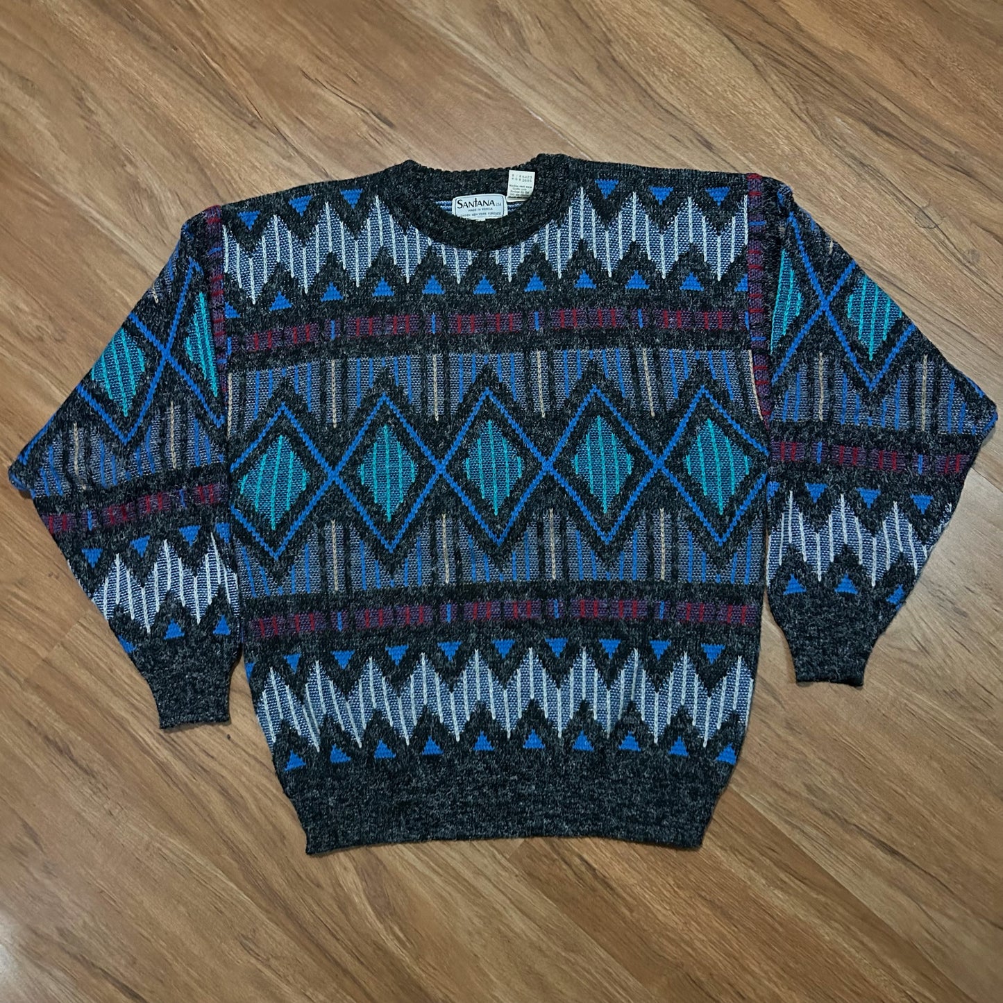 (L) Vintage 90s Santana LTD Diamond Pattern Knitted Crewneck