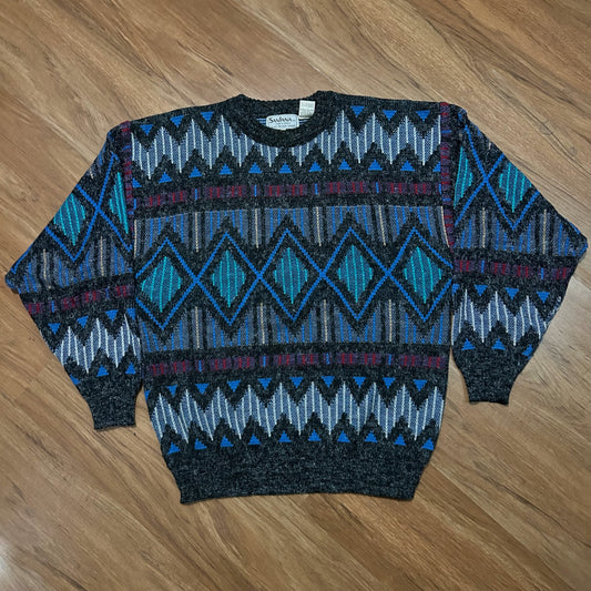 (L) Vintage 90s Santana LTD Diamond Pattern Knitted Crewneck