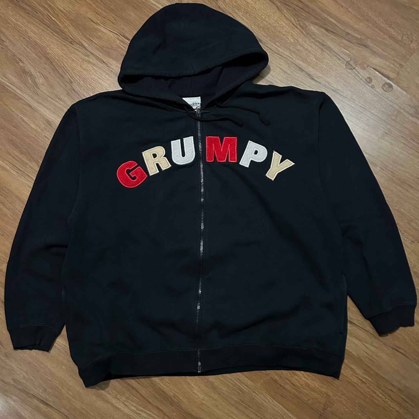 (XL) Vintage Walt Disney World Grumpy Black Full Zip Hoodie
