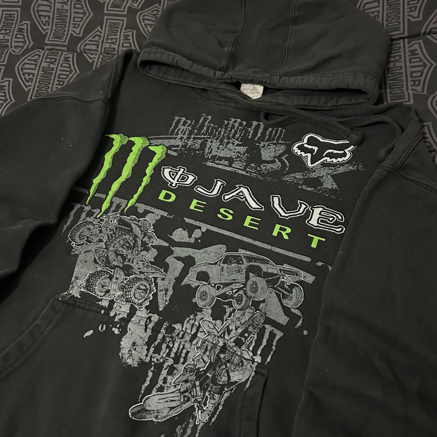 (L/XL) Vintage Y2K Fox Racing x Monster Energy Mojave Desert Graphic Hoodie