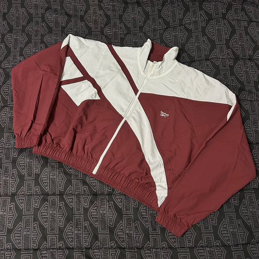 (Women XL) Reebok Women's Classic Franchise Zip-Up Cropped Track Windbreaker Jacket