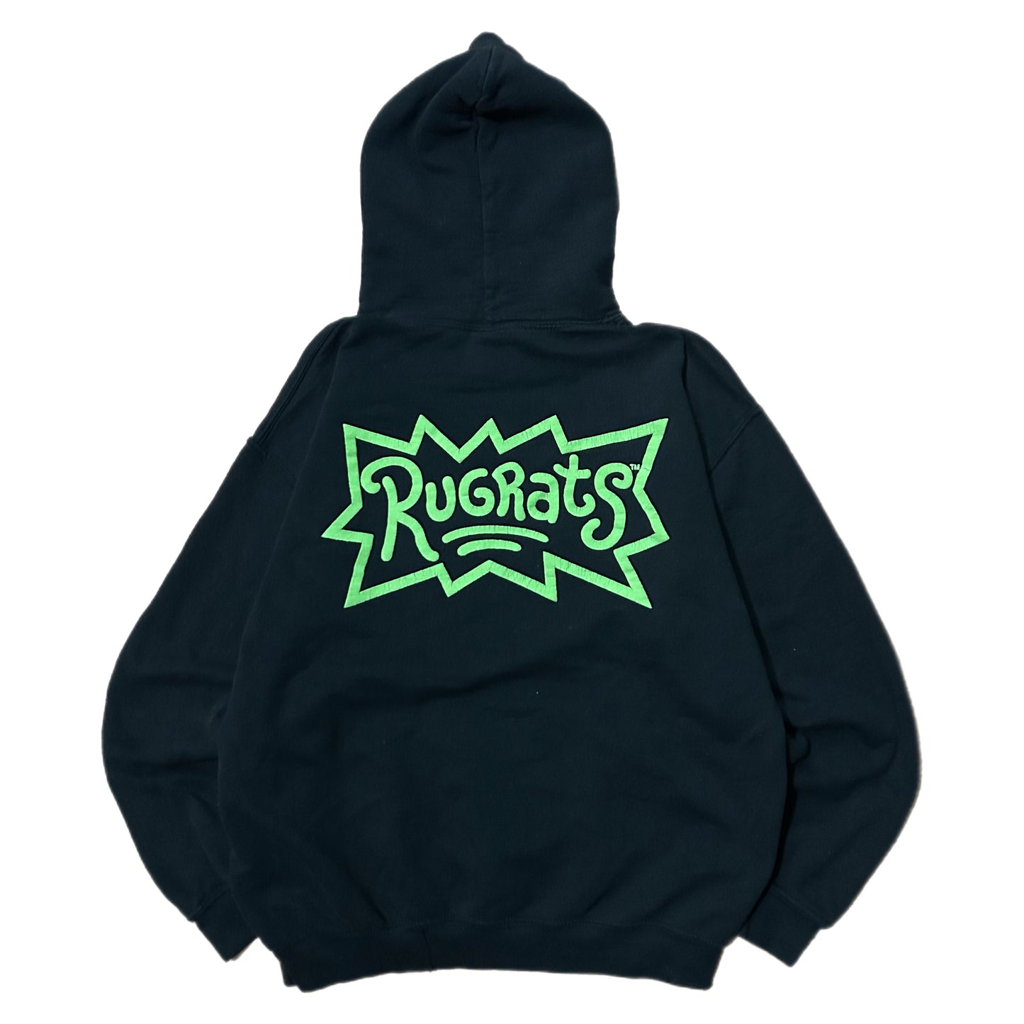 (M) Vintage 2000s Rug Rats Animated Box Logo Black Hoodie