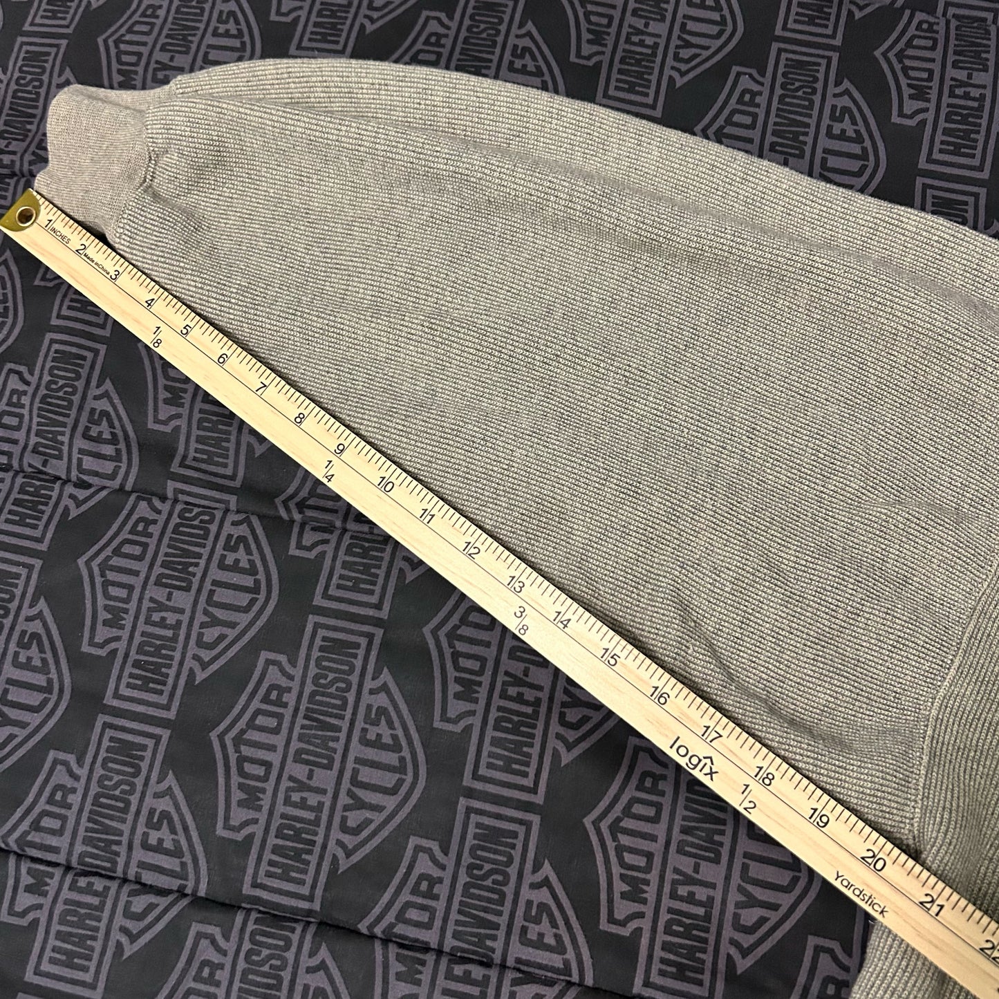(XL) Vintage Original Issue Fleece Lined Ribbed Henley Pullover Sweater