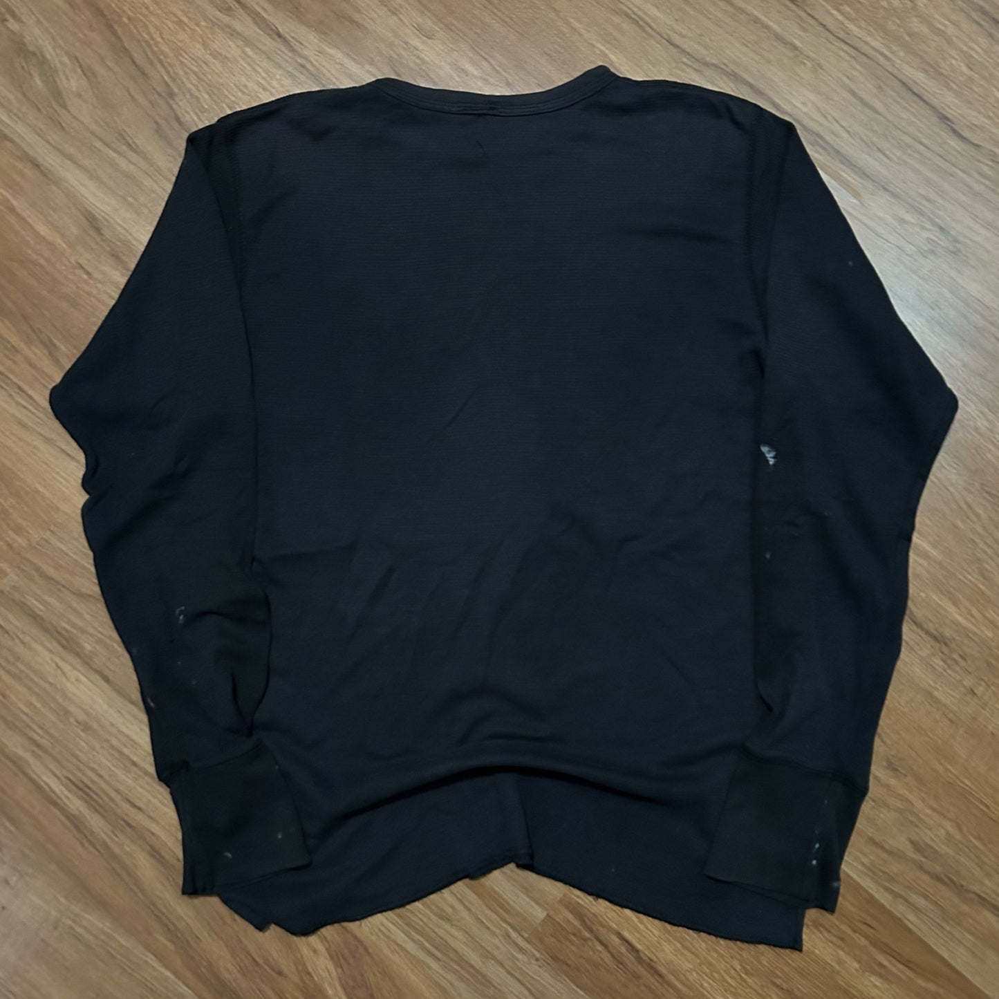 (S/M) Vintage Miami Ink Y2K Skull and Rose Graphic Thermal Longsleeve Shirt