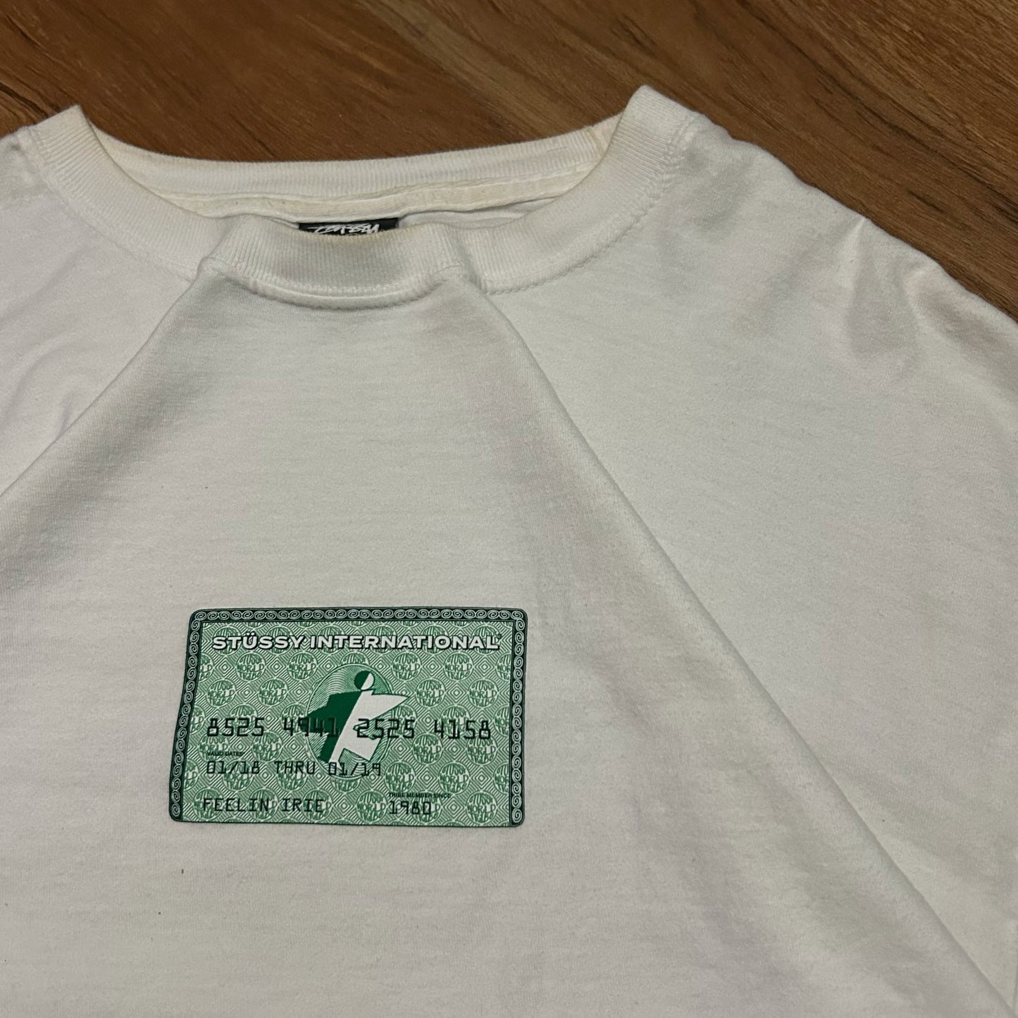 (XL) Retro Stussy Credit Card White Green T-Shirt