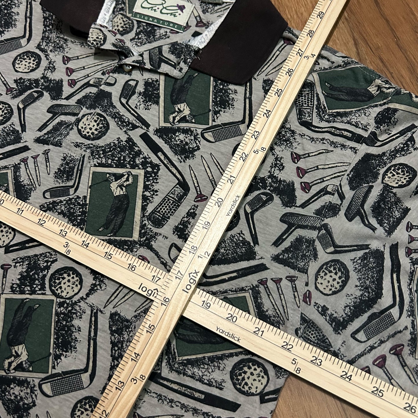 (L) Vintage 90s Golf Putt AOP Polo Shirt