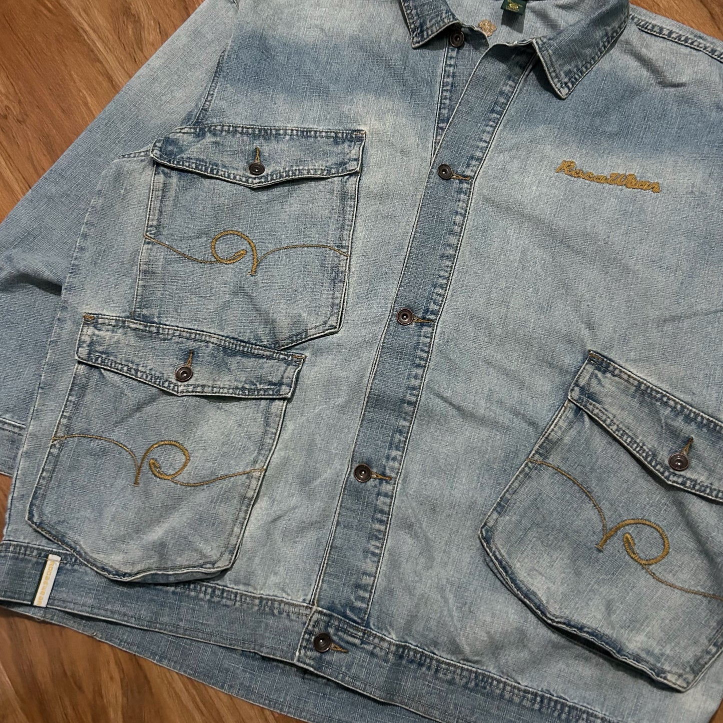 (XXL) Vintage Rocca Wear Multi-Pocket Denim Button Jacket