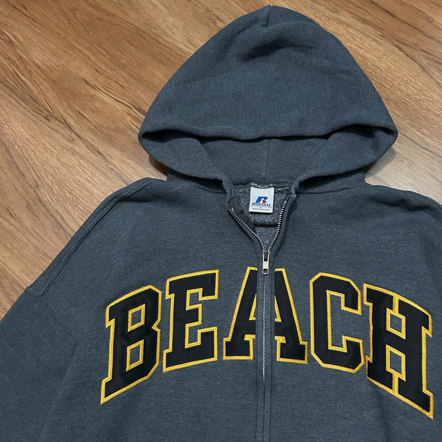 (L) Vintage Russell Athletic CSU Long Beach Grey Full Zip Hoodie