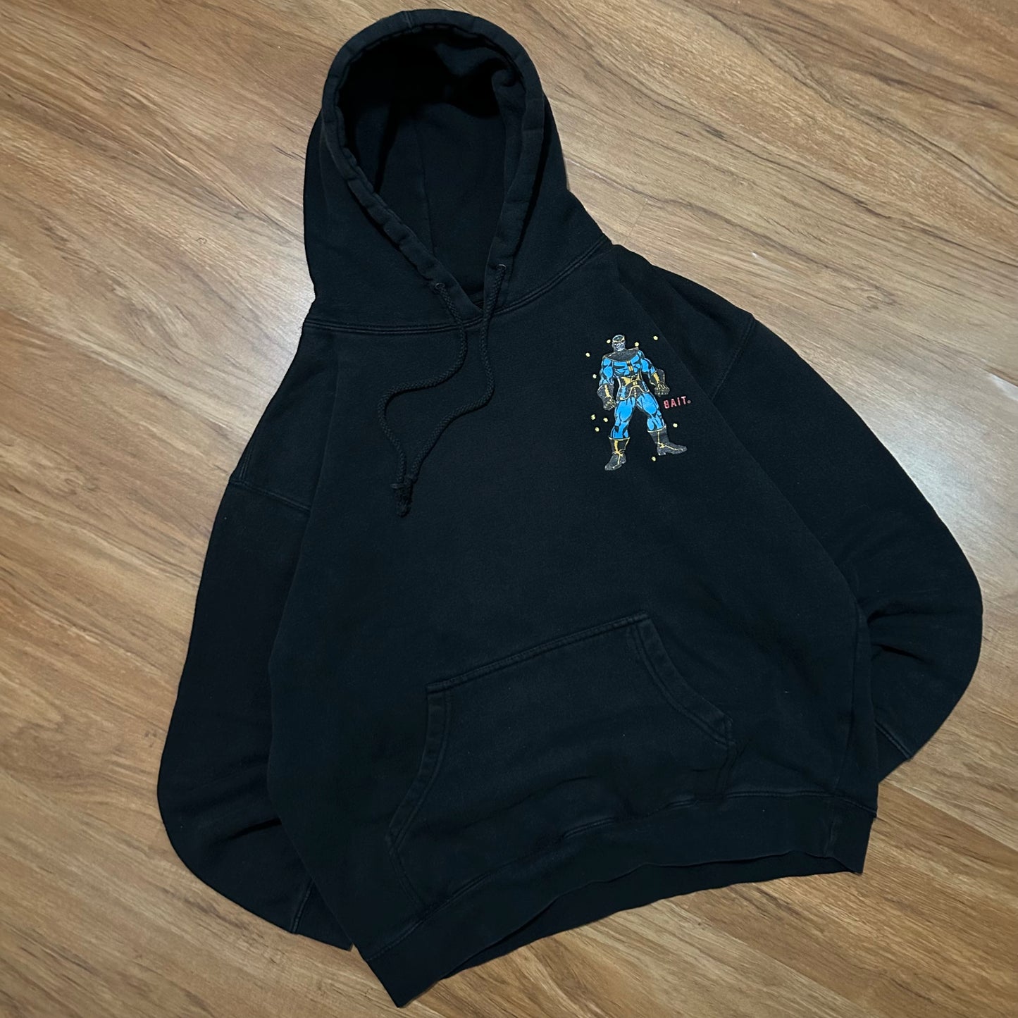 (L) Marvel X Bait Thanos Comic Graphic Black Pullover Hoodie