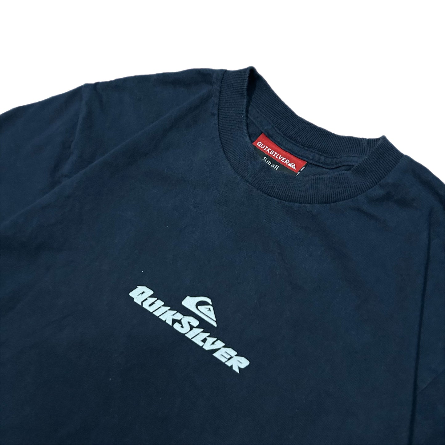 (S) 2000s Quicksilver Middle Logo Navy T-Shirt