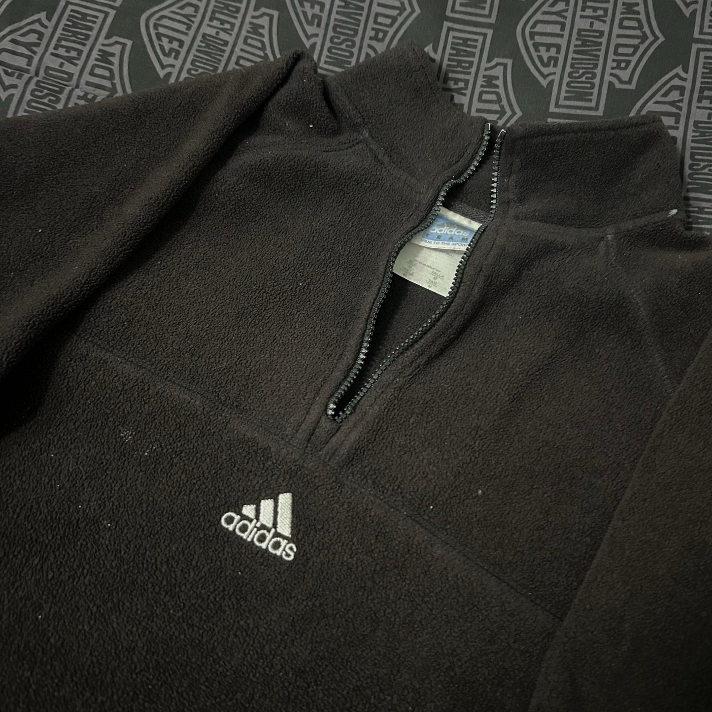 (M) Vintage Y2K Adidas Center Logo Quarter-Zip Fleece Fullover