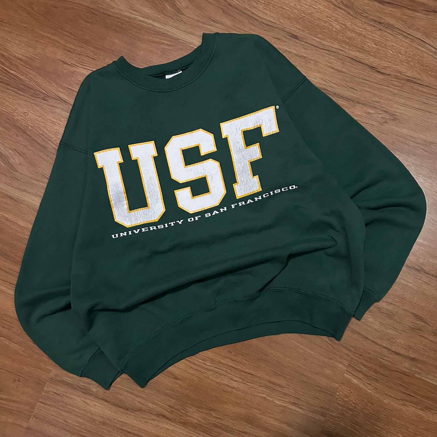 (M) Vintage 90s Champion Reverse Weave University of San Francisco Green Crewneck