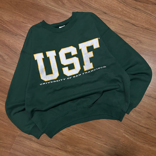 (M) Vintage 90s Champion Reverse Weave University of San Francisco Green Crewneck