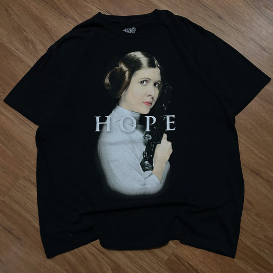 (XL) Star Wars Princess Leia Hope Graphic Black T-Shirt