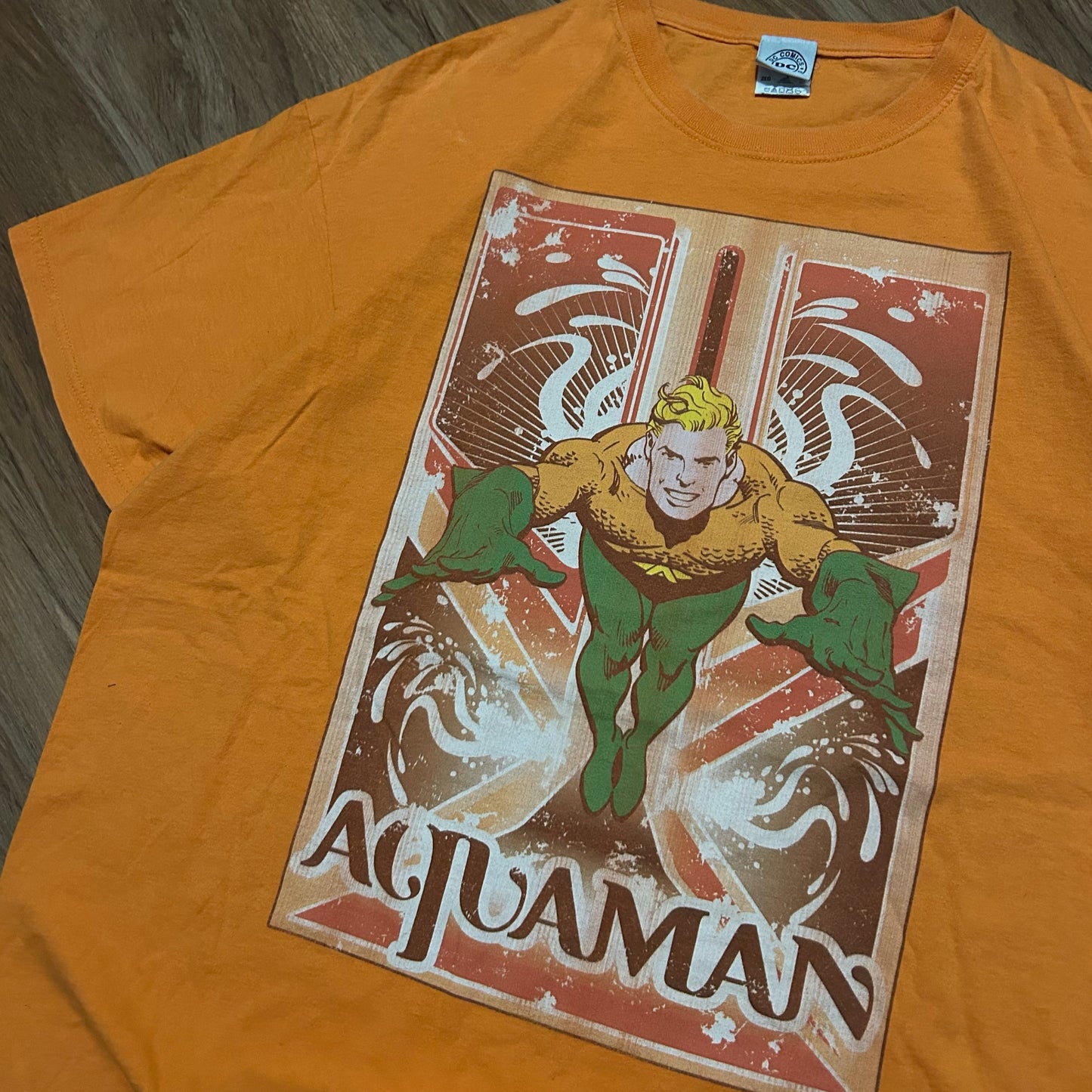 (XXL) Vintage DC Comics Aquaman Orange Graphic T-Shirt