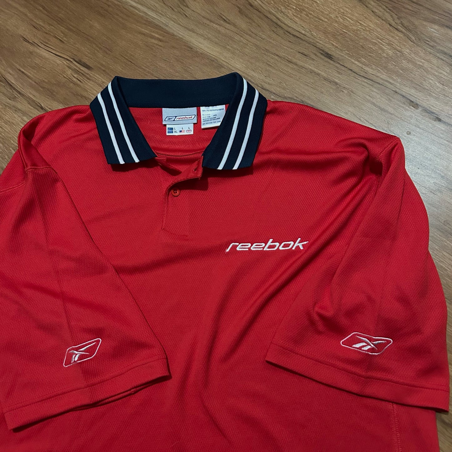 (L) Y2K Retro Reebok Red Polo T-Shirt