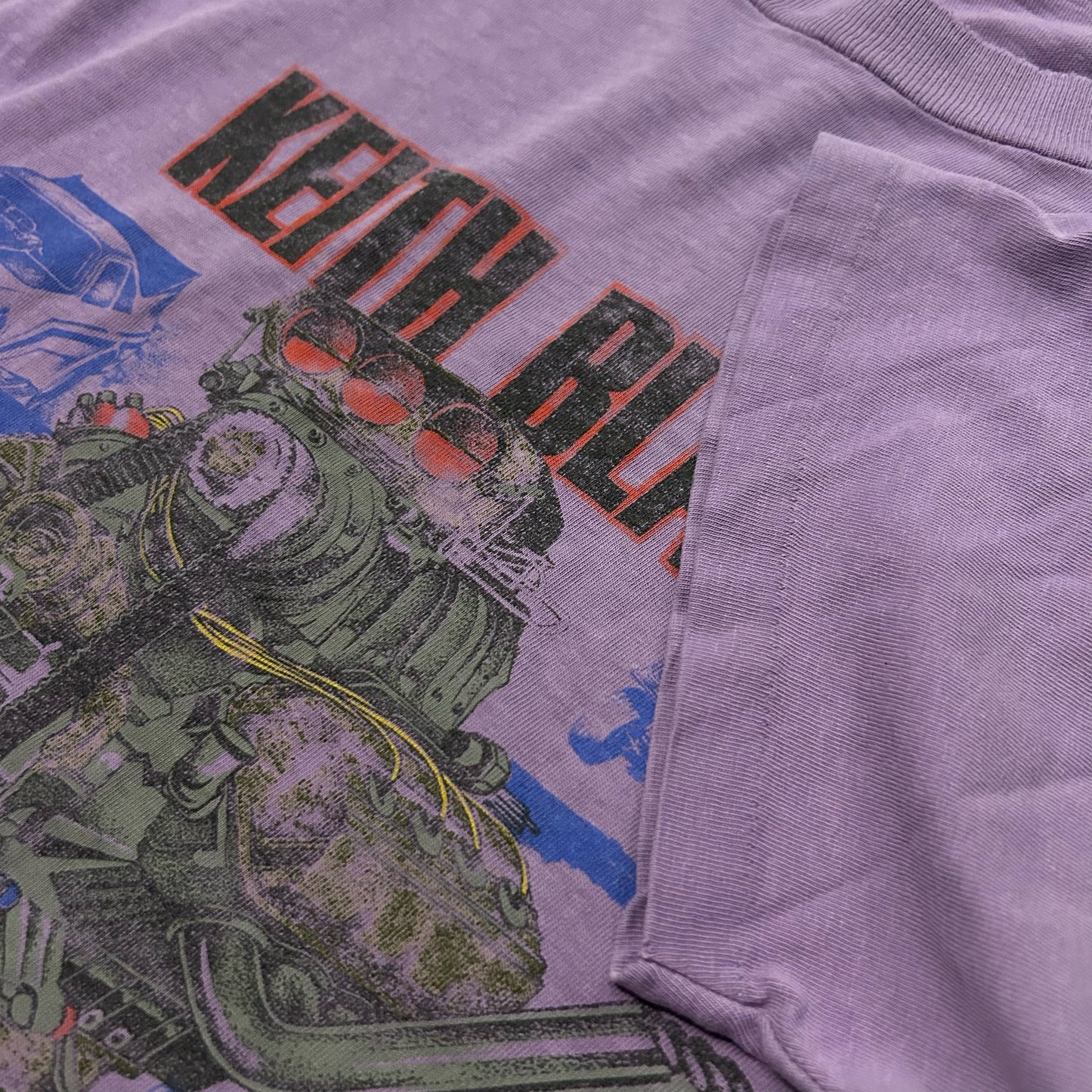 (L) 90s Single Stitch Keith Black Racing Engines Purple T-Shirt
