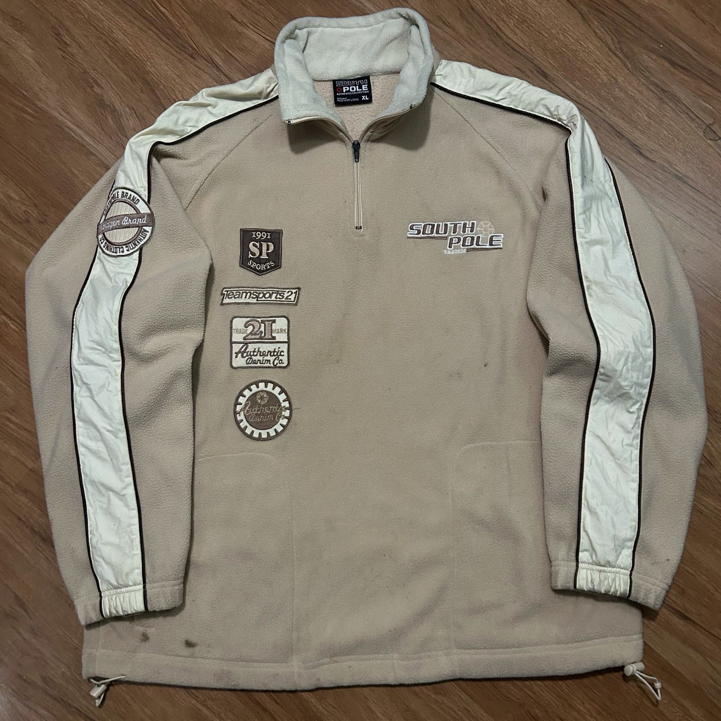 (XL) Vintage Y2K Southpole Beige Quarter-Zip Fleece