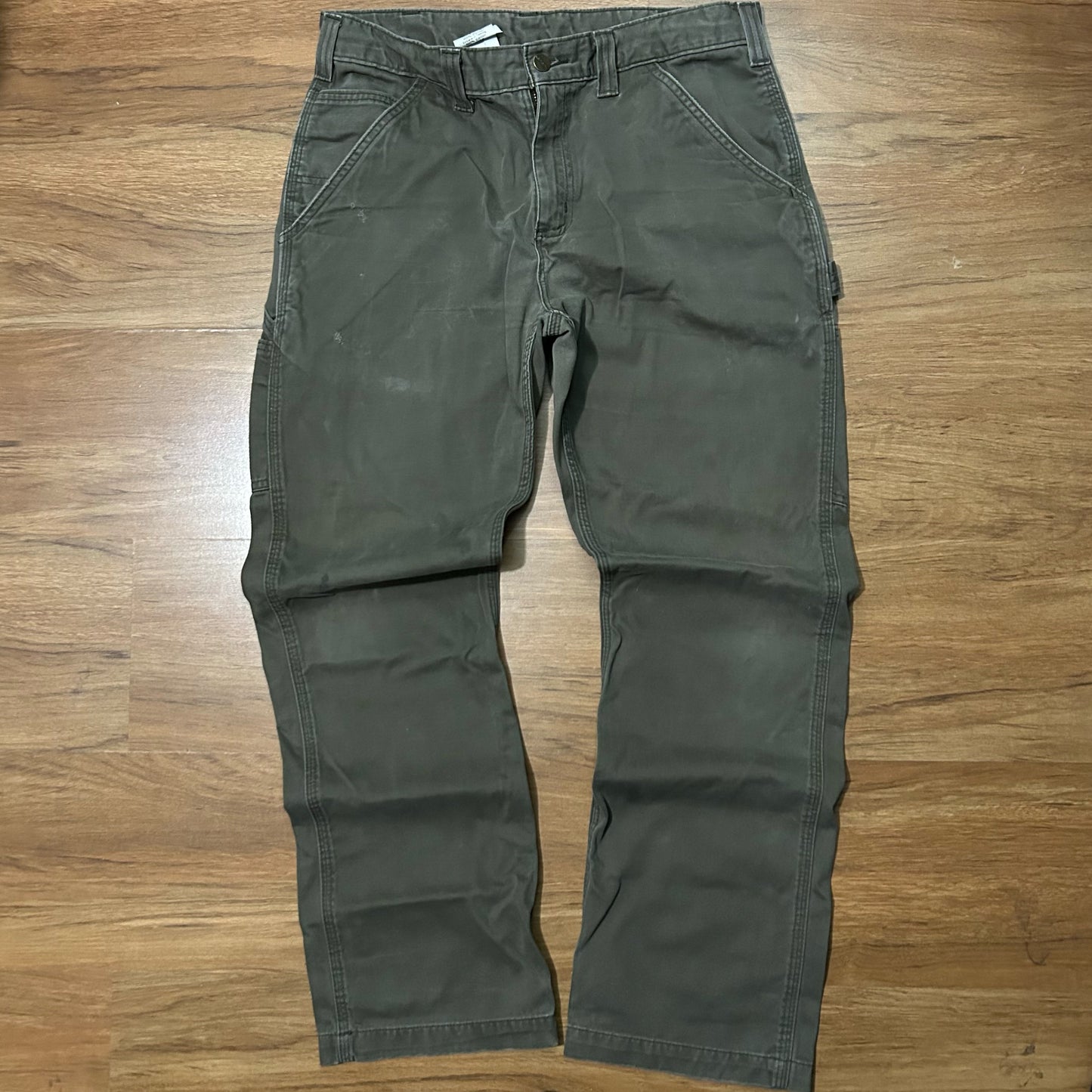 (32) Vintage Carhartt Carpenter Military Green Loose Pants