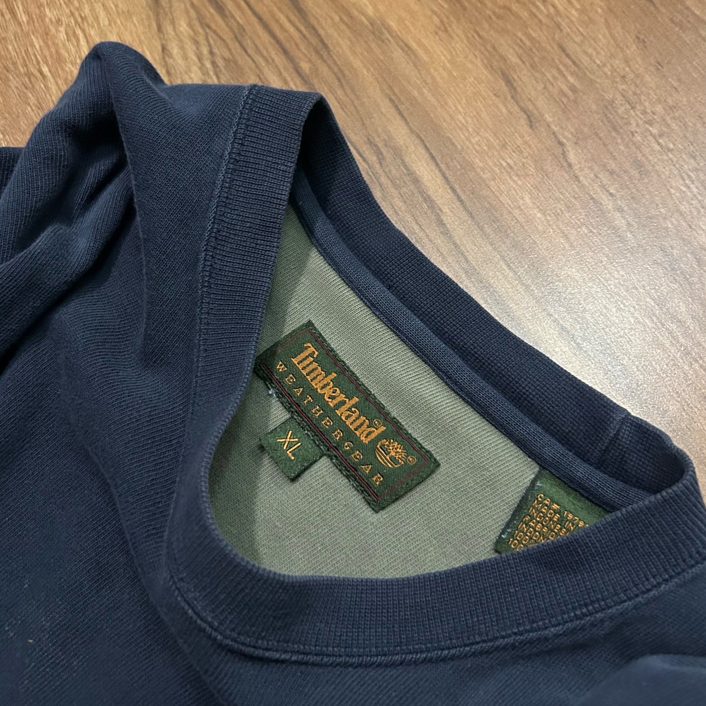 (XL) Vintage Timberland Two-Tone Long Sleeve Navy Shirt