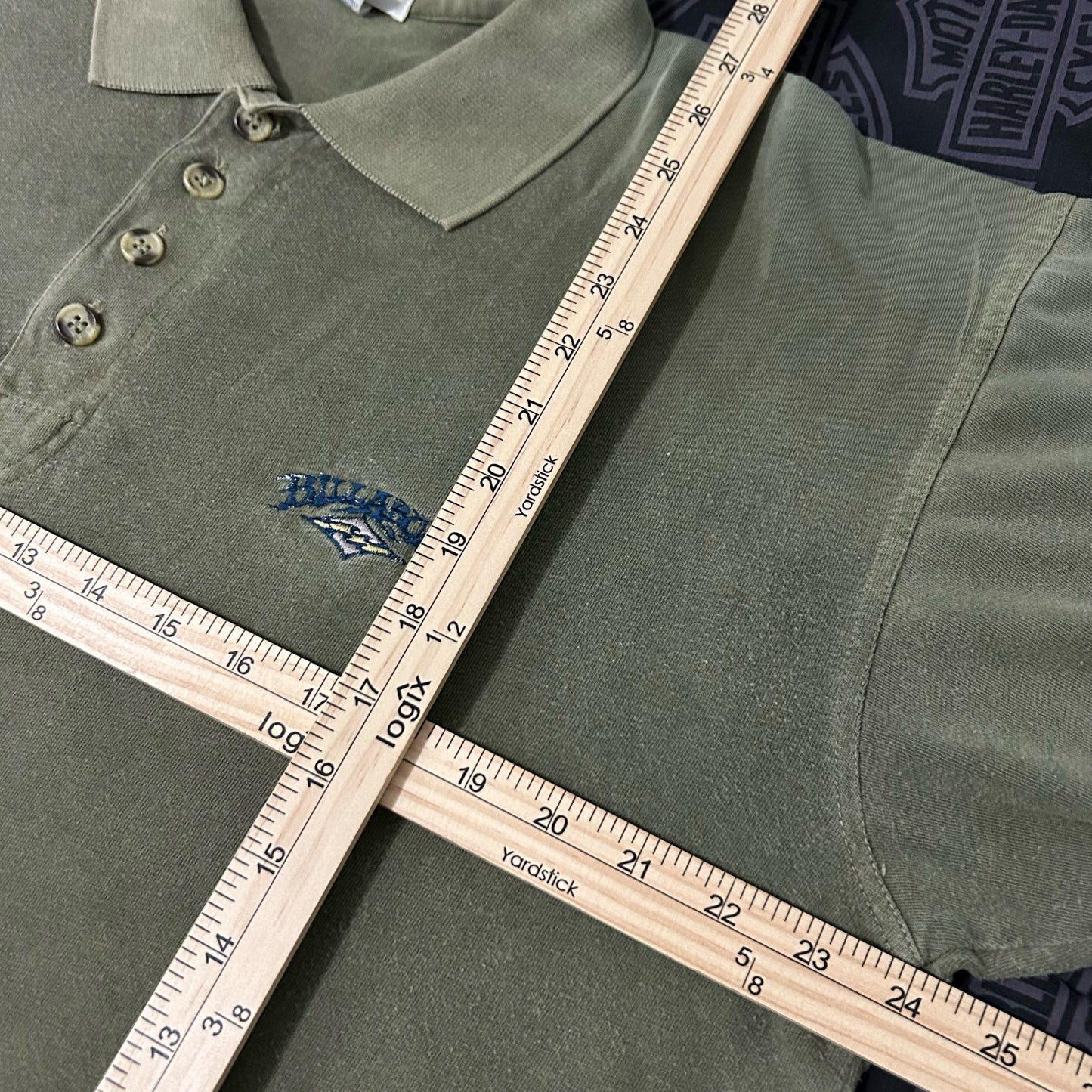 (M) Vintage 90s Billabong Pigment Dyed Olive Green Embroidered Polo Shirt