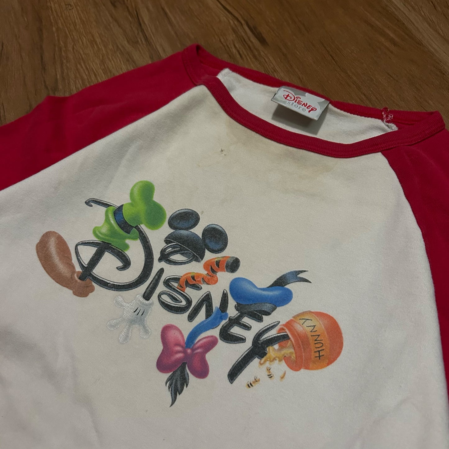 (Womens XL) Vintage Y2K Disneyland Baseball White Red T-Shirt