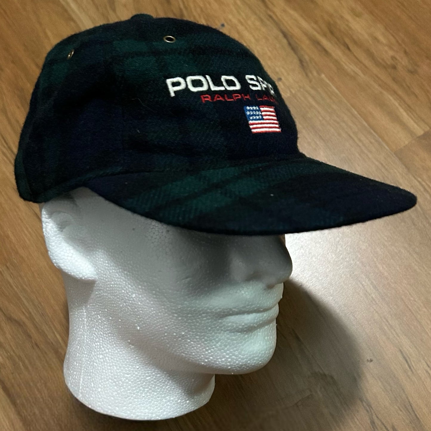 (OS) Vintage Polo Sport Ralph Lauren 6 Panel Tartan Plaid Wool Hat