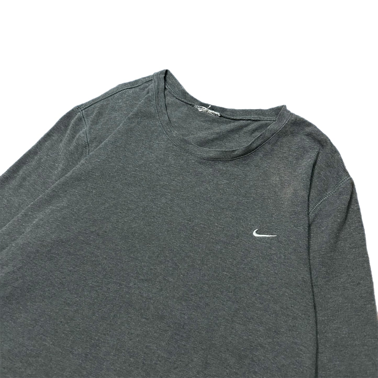 (Women L) Y2K Nike Mini Logo Grey Longsleeve T-Shirt