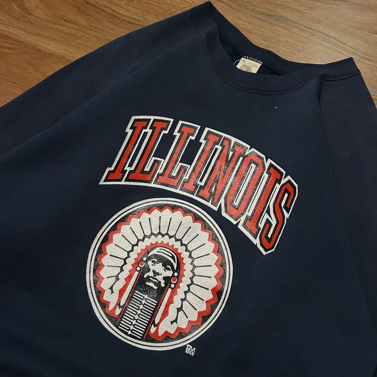 (XL) Vintage 90s University of Illinois Navy Pullover Crewneck