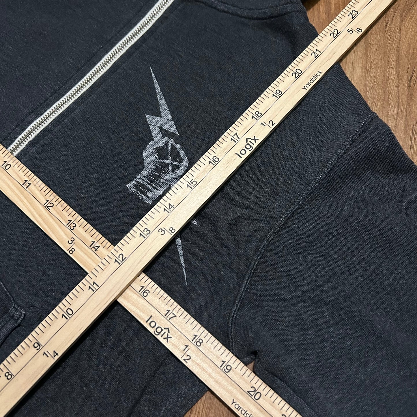 (S) Vintage WWE CM Punk Lightning Bolt Black Zip-Up Hoodie