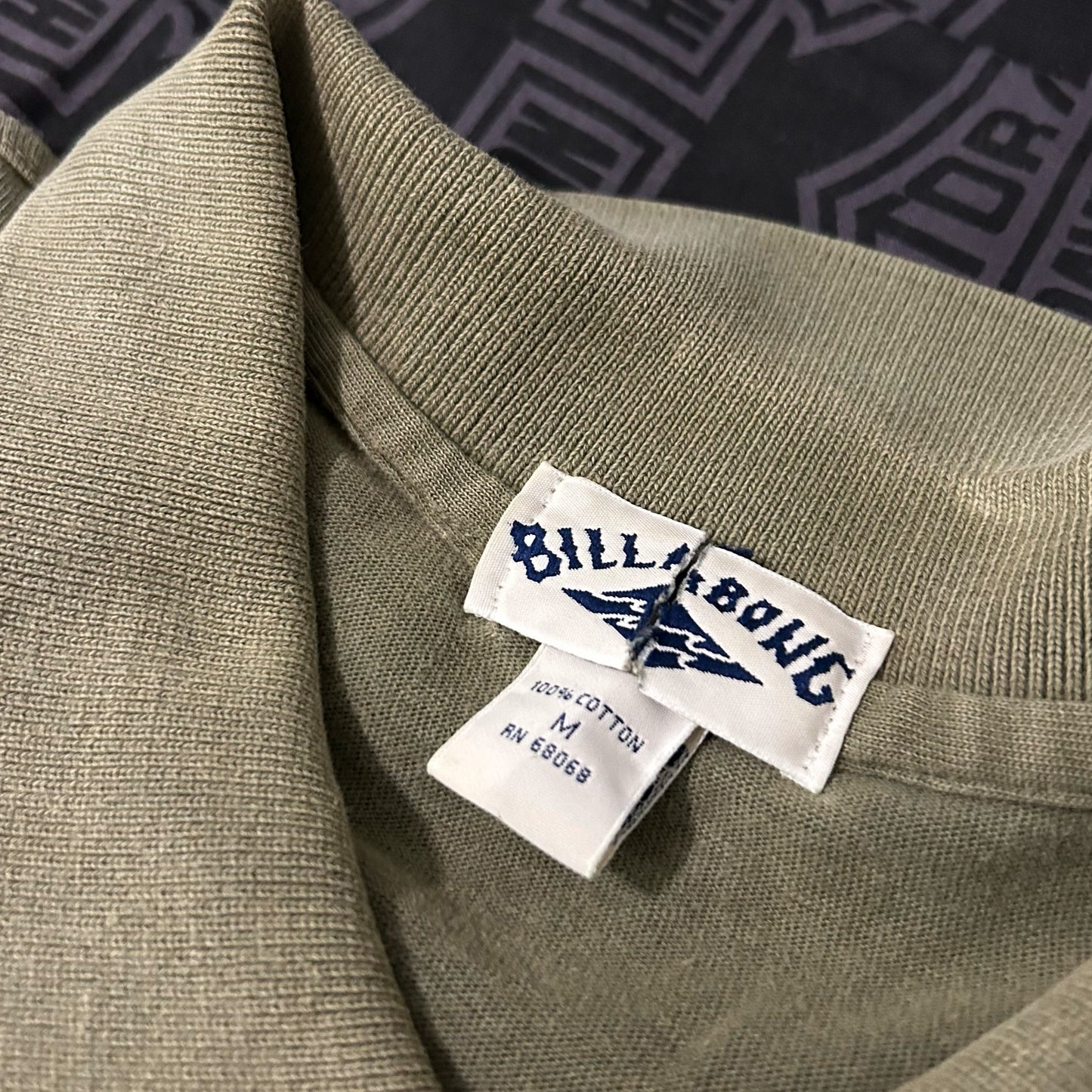 (M) Vintage 90s Billabong Pigment Dyed Olive Green Embroidered Polo Shirt