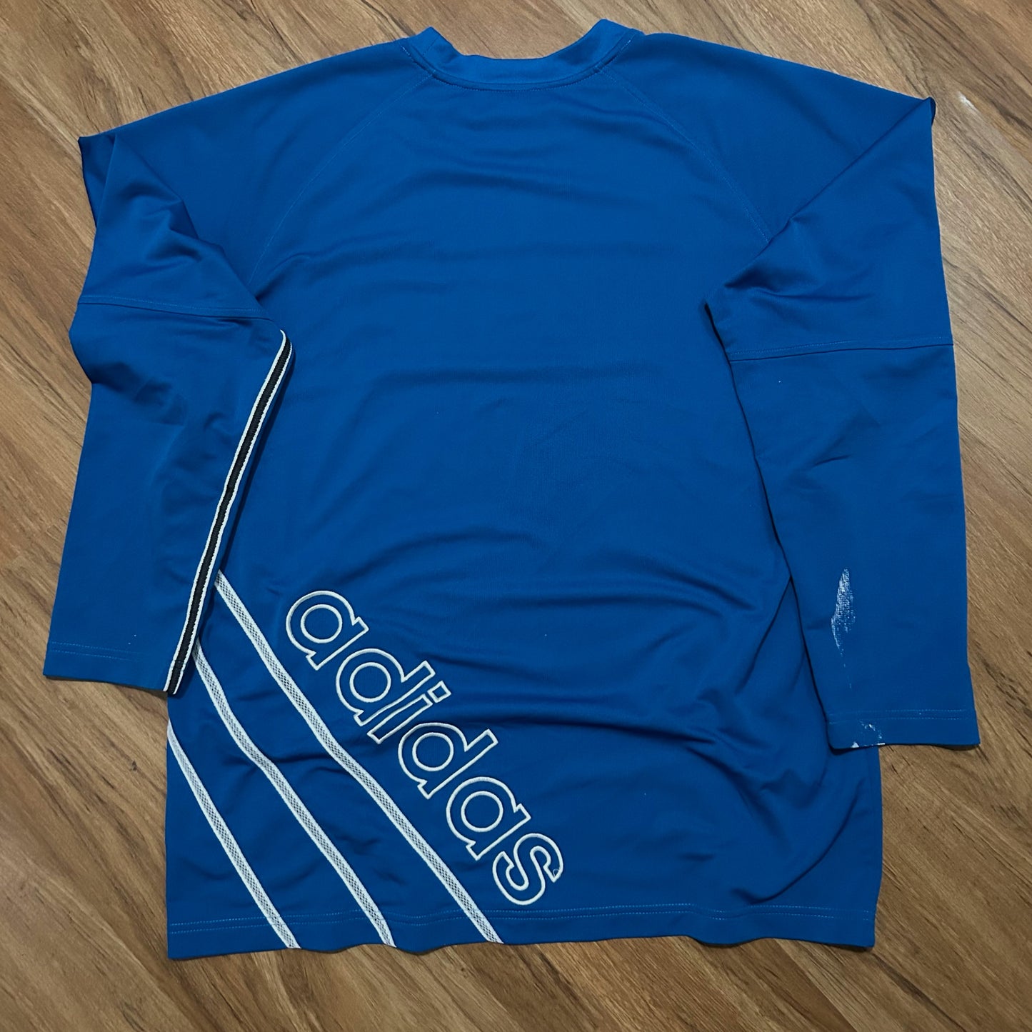 (L) Vintage Retro Adidas Embroidered Blue Longsleeve T-Shirt