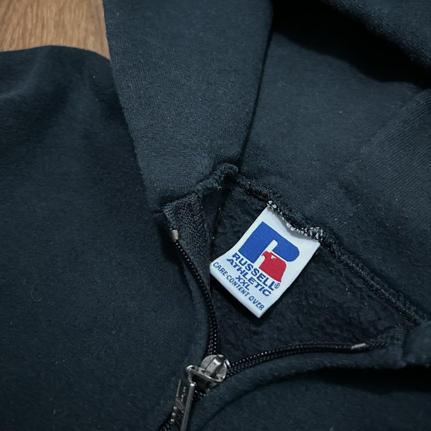 (XXL) Vintage 90s Russell Athletic Black Zip-Up Hoodie