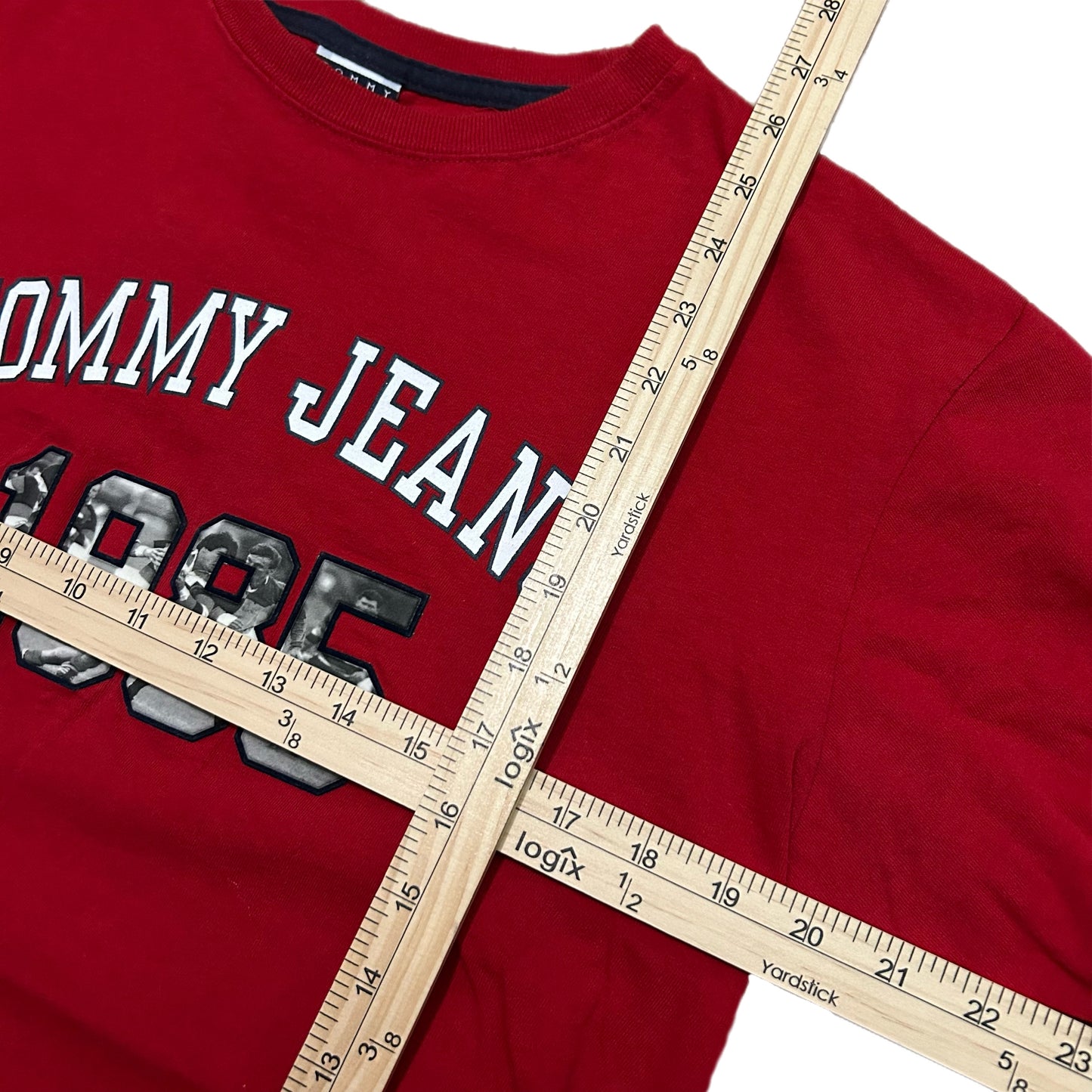 (Women XL) Y2K Tommy Hilfiger Retro 1985 Red Longsleeve T-Shirt